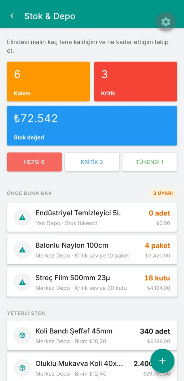 MuhasebenCepte stok